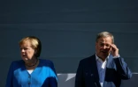 Le candidat conservateur Armin Laschet et la chancelière allemande Angela Merkel à Aix-la-Chapelle, le 25 septembre 2021, à la veille des élections législatives.