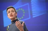 Margrethe Vestager, commissaire européenne à la Concurrence, lors d'une conférence de presse, le 5 mars 2024 à Bruxelles