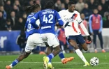 L'attaquant du Paris SG Ousmane Dembelé (à droite) lors du match de Ligue 1 contre Strasbourg, au stade de la Meinau, le 1er février 2026