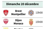 Programme des matches de la 16e journée de Ligue 1 