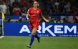 L'Américaine Alex Morgan buteuse lors de la qualification en finale du Mondial à Lyon le 2 juillet 2019
