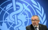 Le directeur général de l’Organisation mondiale de la santé (OMS), Tedros Adhanom Ghebreyesus, s’exprime lors d’une conférence de presse sur l’épidémie d’Ebola en République démocratique du Congo et en Ouganda, à Genève, le 20 mai 2026