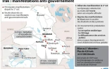 Carte, données et localisation des manifestations anti-gouvernement en Irak depuis le 1er octobre