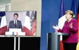 La chancelière allemande Angela Merkel et le président français Emmanuel Macron, lors d'une conférence de presse à Berlin, le 18 mai 2020