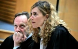 Les avocats de Cédric Jubillar, Alexandre Martin (g) et Emmanuelle Franck, au procès de leur client pour le meurtre de son épouse, le 6 octobre 2025 à la cour d'assises du Tarn, à Albi