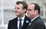 Francois Hollande (D) et le nouveau président Emmanuel Macron le 8 mai 2017 à Paris
