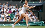 La Tchèque Karolina Pliskova  face à la Bélarusse Aryna Sabalenka en demi-finale de Wimbledon, le 8 juillet 2021