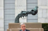 Le secrétaire général de l'ONU, Antonio Guterres, lors d'une conférence de presse à New York, le 19 avril 2022