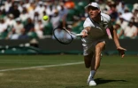 L'Italien Jannik Sinner lors de son match du 3e tour de Wimbledon contre l'Américain Jenson Brooksby le 3 juillet 2026