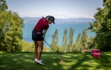 La Française Céline Boutier lors de la dernière journée du Majeur d'Evian, qu'elle a remporté, le 30 juillet 2023