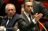 Le Premier ministre Francois Bayrou (G) et le ministre de l'Intérieur  Bruno Retailleau le 11 février 2025 à l'Assemblée nationale à Paris