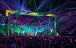 Le groupe finnois KAJ, représentant de la Suède, pendant une répétition de la finale de l'Eurovision, à Bâle en Suisse le 16 mai 2025