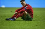 L'attaquant portugais Cristiano Ronaldo, après la défaite à domicile, 2-1 face à la Serbie, lors des éliminatoires du Mondial-2022 au Qatar, le 14 novembre 2021 à Lisbonne