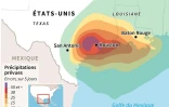 Précipitations prévues liées à la tempête tropicale Harvey aux Etats-Unis.