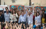 Jean-Luc Mélenchon chante la Marseillaise après un discours à Marseille, le 27 août 2017