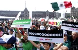 Les Mexicains assistent en masse depuis la grand place de Zocalo à Mexico, au match de leur équipe contre la Corée du Sud à Rostov, le 23 juin 2018