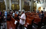 Messe dans l'église de Coyoacan à San Juan Bautista (banlieue de Mexico), le 22 mars 2020