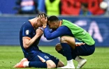 L'attaquant néerlandais Cody Gakpo et son coéquipier Wout Weghorst, auteur du but de la victoire (2-1) des Pays-Bas face à la Pologne le 16 juin 2024 à Hambourg