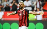 L'attaquant de Nice Andy Delort auteur d'un doublé contre Saint-Etienne, le 11 mai 2022 à Nice  
