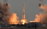 La fusée Proton transportant la sonde de la mission ExoMars 2016 décolle du cosmodrome russe de Baïkonour le 14 mars 2016