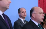 Les ministres de l'Intérieur, Mathias Fekl, de la Justice, Jean-Jacques Urvoas et Bernard Cazeneuve à Matignon, le 3 avril 2017