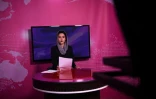 La présentatrice afghane Diba Akbari lors du JT de la chaßne Zan TV, le 18 février 2019 à Kaboul