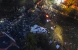 Vue aérienne du site de l'accident d'avion dans lequel ont péri 61 personnes à Vinhedo, dans la province de Sao paulo, au Brésil, le 9 août 2024. 