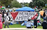 Le campus de l'université USC occupé par des manifestants pro-palestiniens, le 25 avril 2024 à Los Angeles