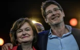 Nathalie Loiseau et l'écologiste Pascal Canfin, à la tête de la liste La République En Marche (LREM), à Aubervilliers, le 30 mars 2019