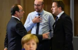 Le président français Francois Hollande, les Premiers ministres belge  Charles Michel et luxembourgeois Xavier Bettel, et la chancellière Angela Merkel, le 29 juin 2016 à Bruxelles