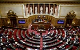 Une vue générale du Sénat lors d'un débat, à Paris, le 1er février 2023