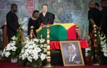 Nane Maria, la veuve de Kofi Annan, lors de la cérémonie de funérailles nationales de l'ancien secrétaire général des Nations unies, le 12 septembre 2018 à Accra, au Ghana.