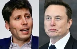 Le patron d'OpenAI Sam Altman (à gauche), le 7 février 2025 à Berlin, et celui de Tesla/SpaceX Elon Musk, le 20 janvier 2025 à Washington