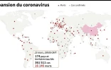 Pays et territoires comptant des cas confirmés de nouveau coronavirus, au 23 mars à 19H00 GMT
