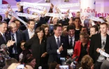 La maire de Paris Anne Hidalgo et le Premier ministre Manuel Valls, lors du lancement de la campagne de mobilisation pour la candidature aux JO-2024, le 25 septembre 2015 à Paris