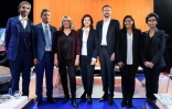 Au débat le 4 mars 2020, de gauche à droite: Cédric Villani, Serge Federbusch, Danielle Simonnet, Agnès Buzyn, David Belliard, Anne Hidalgo et Rachida Dati