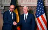 Le Premier ministre belge Charles Michel et le vice-président américain Mike Pence le 9 fvrier 2017 à Bruxelles 