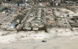 Vue des dégâts à Mexico Beach, le 11 octobre 2018, après le passage de l'ouragan dévastateur Michael  