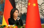 La ministre allemande des Affaires étrangères  Annalena Baerbock, lors d'une conférence de presse commune avec son homologue chinois Qin Gang, à Pékin le 14 avril 2023