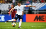 La milieue de terrain des Bleues Elise Bussaglia buteure lors de la victoire 3-0 sur la Thaïlande en match de préparation de la Coupe du monde à Orléans le 25 mai 2019