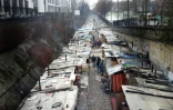 Un campement de Roms installé boulevard Ney le 31 janvier 2016 à Paris