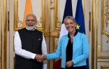 La Première ministre Elisabeth Borne reçoit son homologue indien Narendra Modi à l'hôtel Matignon, le 13 juillet 2023 à paris