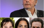 Photomontage réalisé le 4 avril 2024 montrant Alain Delon et ses trois enfants (de g à d) Alain Fabien  Anouchka et Anthony