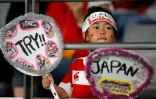 Un jeune supporter japonais lors du mach d'ouverture de la Coupe du monde entre le Japon et la Russie, le 20 septembre 2019 Ă Tokyo