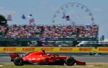 Sebastian Vettel au volant de sa Ferrari en route vers sa victoire sur le circuit anglais de Silverstone, le 8 juuillet 2018