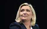 Candidate du Rassemblement nationale Marine Le Pen à Perpignan le 7 avril 2022
