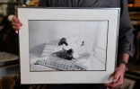 Le photographe Allan Tannenbaum montre une photo qu'il a prise d'une scène intime entre John Lennon et Yoko Ono