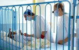 Des clowns de l'association "Le Rire Medecin" avec une enfant malade le 25 juillet 2016 à l'hôpital Necker à Paris