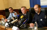 Le général de gendarmerie François Gieré, le procureur Christophe Auger et le colonel de gendarmerie  Patrick Touron lors d'une conférence de presse le 23 octobre 2015 à Libourne