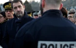 Le ministre de l'Intérieur Christophe Castaner, lors d'une visite aux forces de l'ordre à Châtel-Saint-Germain (nord-est), le 10 janvier 2019